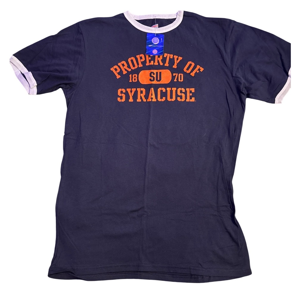 NEW Soffe Syracuse Orange Property Of Ringer T-Shirt NCAA Navy Orange Men's L